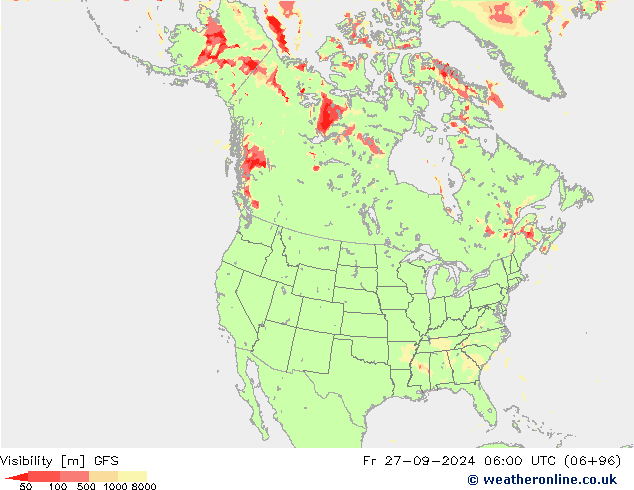 Visibility GFS Fr 27.09.2024 06 UTC