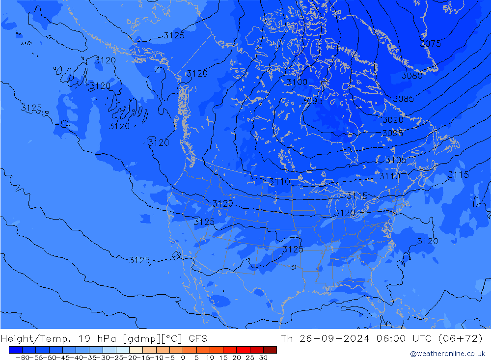 Height/Temp. 10 hPa GFS Čt 26.09.2024 06 UTC