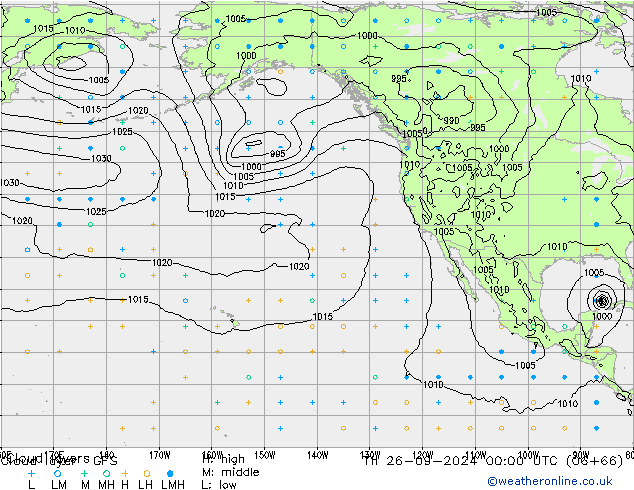 Cloud layer GFS jeu 26.09.2024 00 UTC