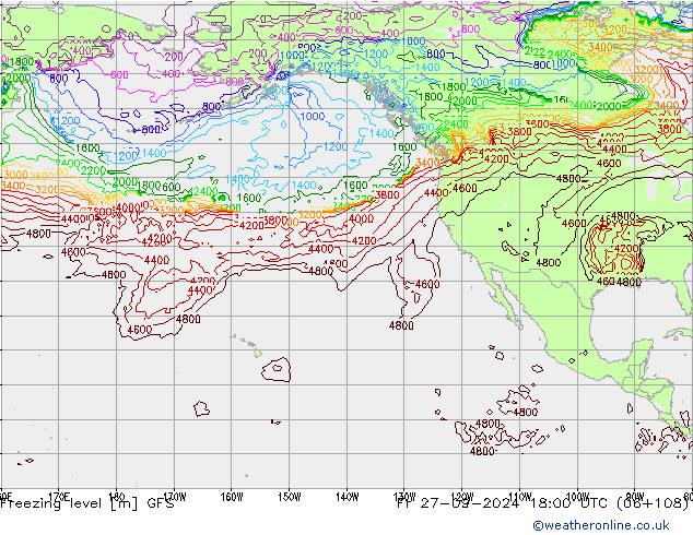 Freezing level GFS Fr 27.09.2024 18 UTC