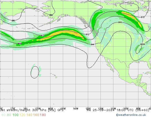 Straalstroom GFS wo 25.09.2024 18 UTC