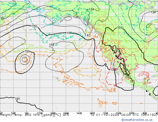 Z500/Rain (+SLP)/Z850 GFS вт 01.10.2024 06 UTC