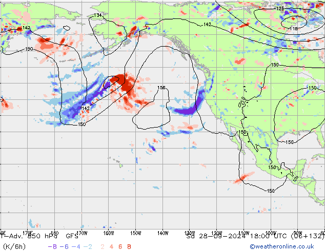 T-Adv. 850 hPa GFS Cts 28.09.2024 18 UTC