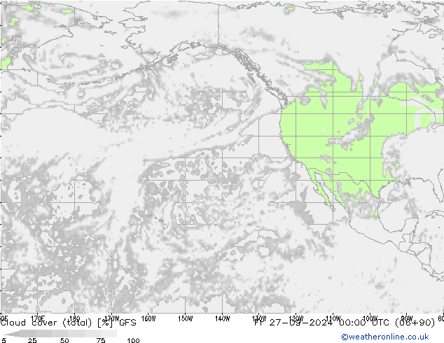 Cloud cover (total) GFS Fr 27.09.2024 00 UTC