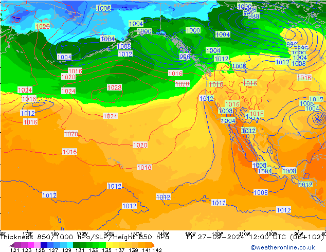 Thck 850-1000 hPa GFS Fr 27.09.2024 12 UTC