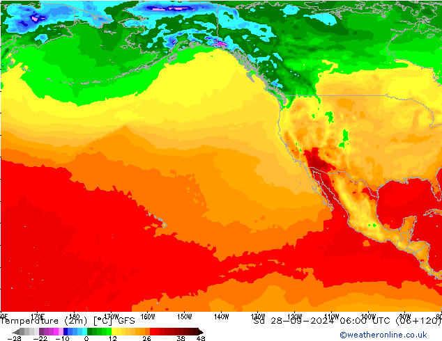 Temperature (2m) GFS So 28.09.2024 06 UTC