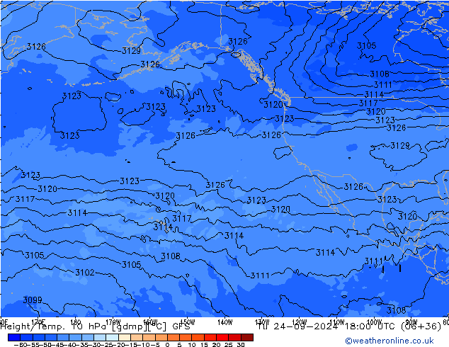 Height/Temp. 10 hPa GFS  24.09.2024 18 UTC