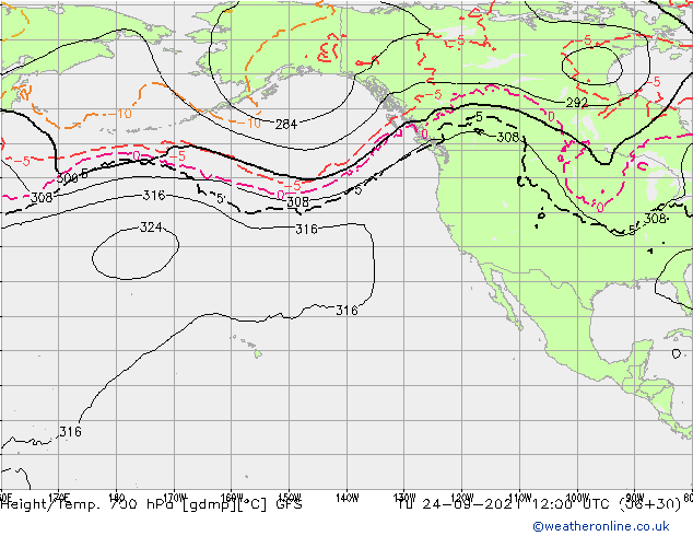 Height/Temp. 700 hPa GFS  24.09.2024 12 UTC