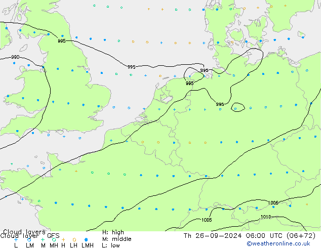 Cloud layer GFS чт 26.09.2024 06 UTC