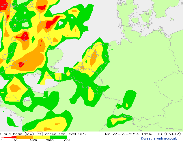 Wolkenbasis (Laag) GFS ma 23.09.2024 18 UTC