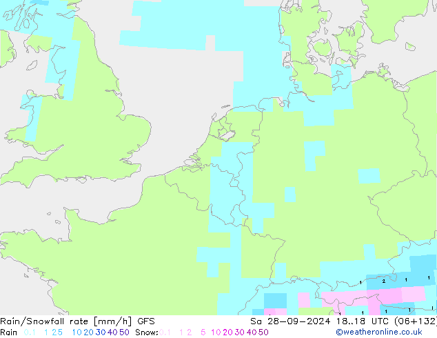 Rain/Snowfall rate GFS So 28.09.2024 18 UTC