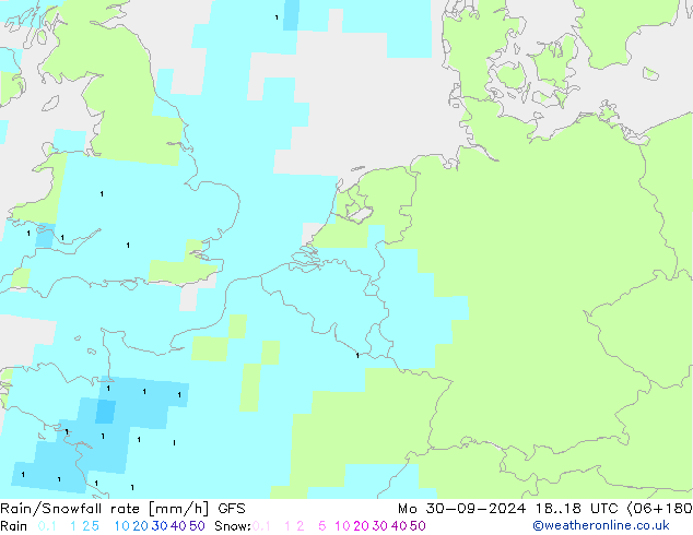 Regen/Schneefallrate GFS Mo 30.09.2024 18 UTC