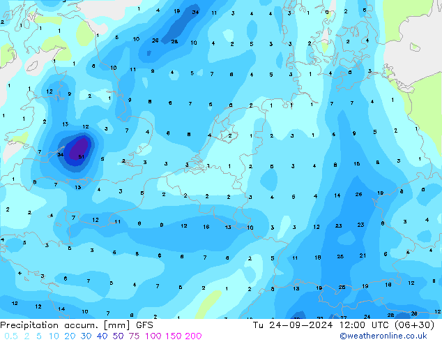 Precipitation accum. GFS Ter 24.09.2024 12 UTC