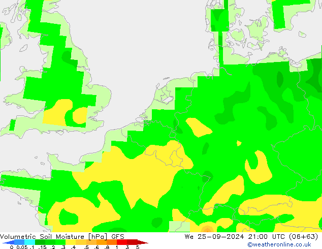 Volumetric Soil Moisture GFS Qua 25.09.2024 21 UTC