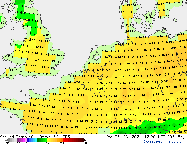 Ground Temp (0-10cm) GFS St 25.09.2024 12 UTC