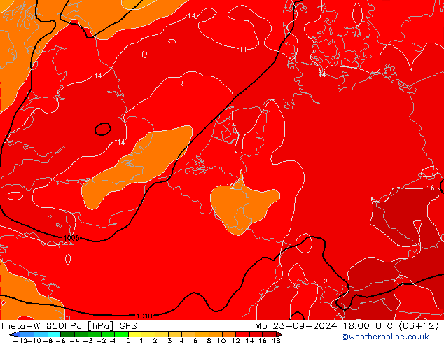 Theta-W 850hPa GFS lun 23.09.2024 18 UTC