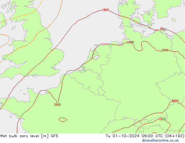 Theta-W Frostgrenze GFS Oktober 2024