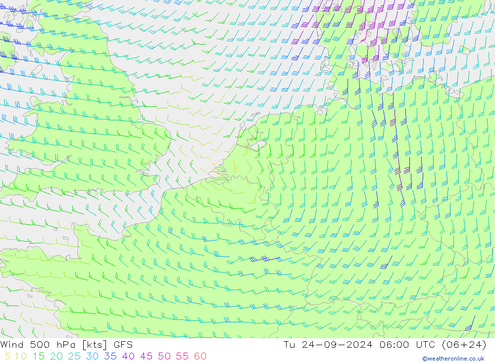 Vento 500 hPa GFS Ter 24.09.2024 06 UTC