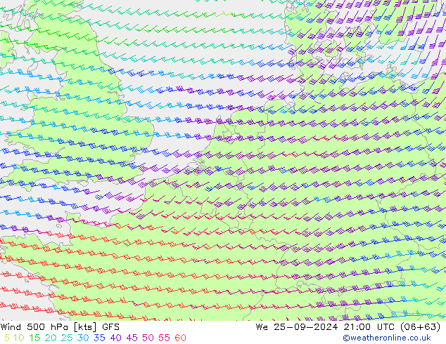 Vent 500 hPa GFS mer 25.09.2024 21 UTC