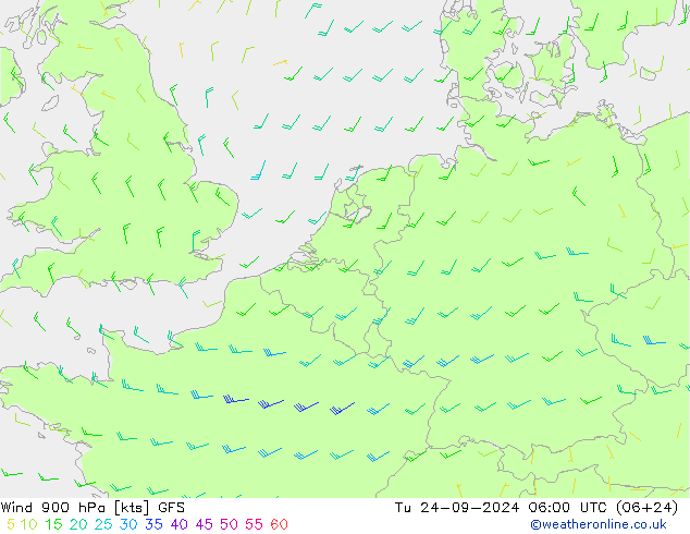 Vento 900 hPa GFS mar 24.09.2024 06 UTC