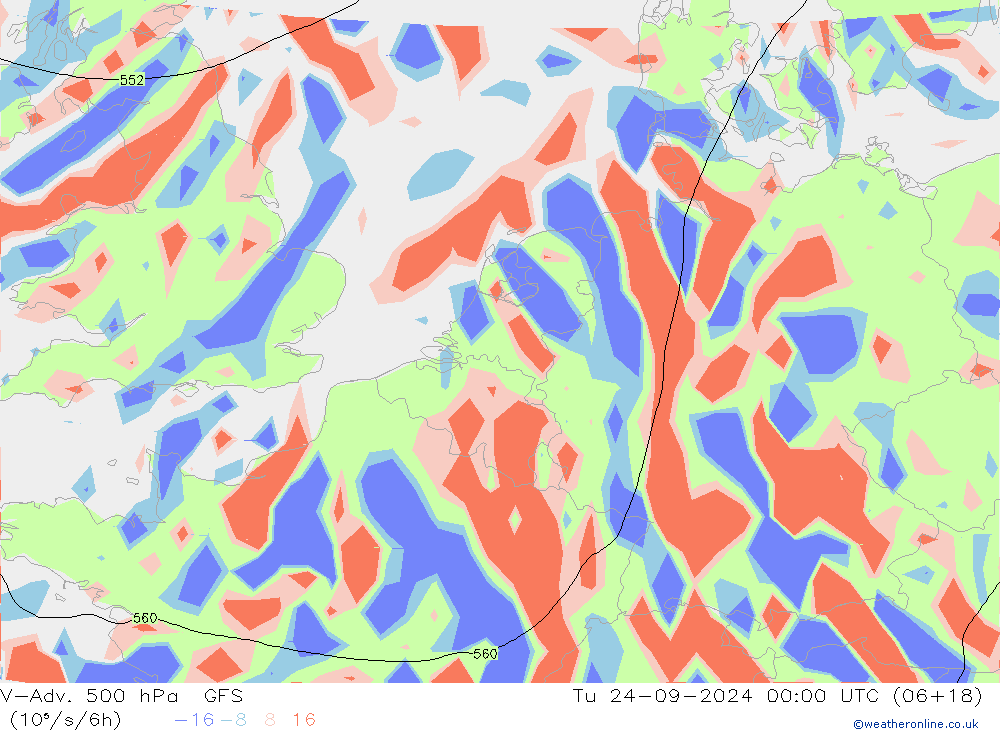 V-Adv. 500 hPa GFS Tu 24.09.2024 00 UTC