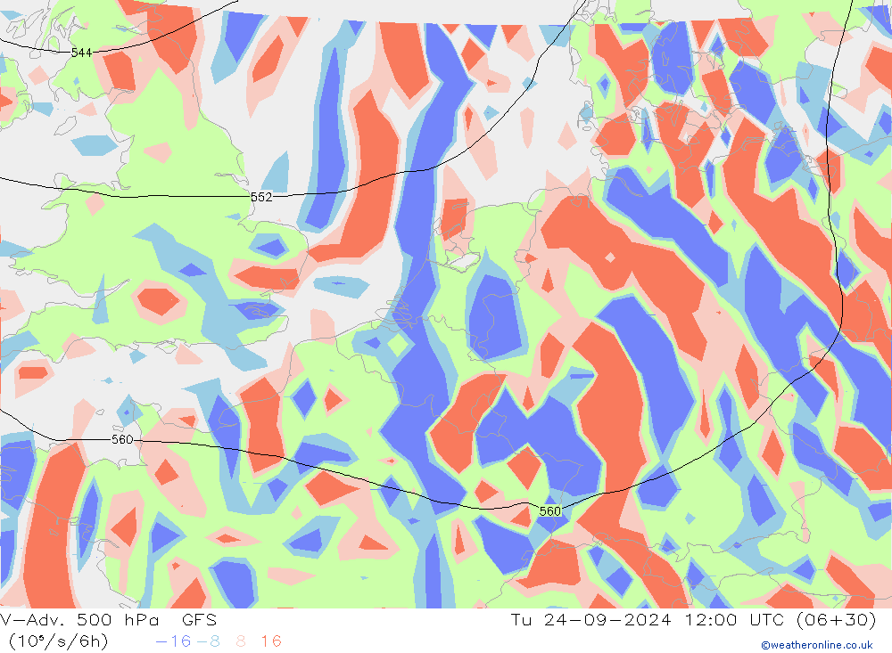 V-Adv. 500 hPa GFS Tu 24.09.2024 12 UTC