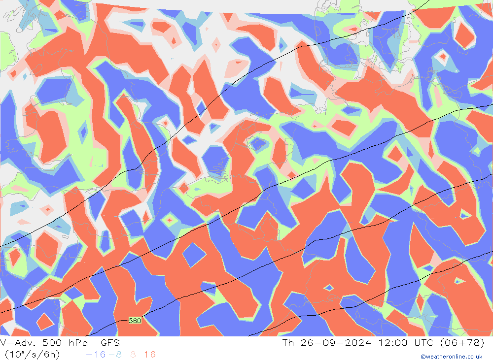 V-Adv. 500 hPa GFS jue 26.09.2024 12 UTC