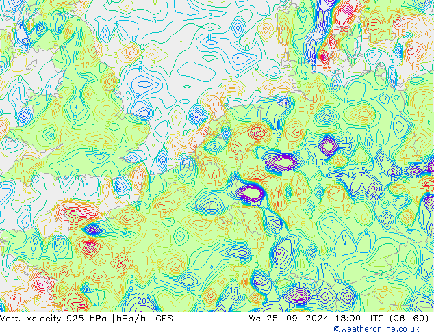 925 hPa Dikey Hız GFS Çar 25.09.2024 18 UTC