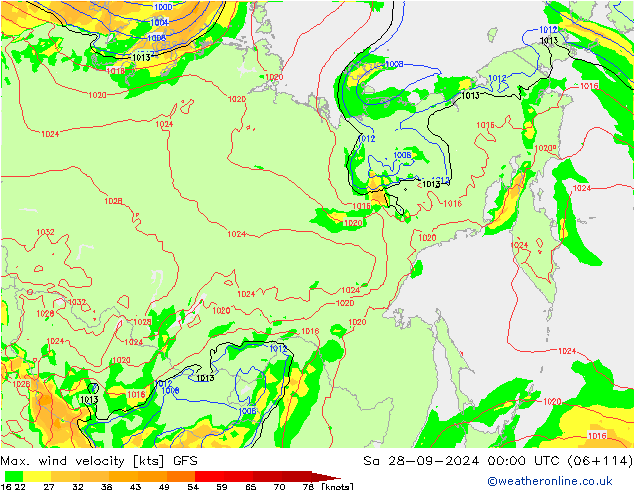 Max. wind velocity GFS Sa 28.09.2024 00 UTC