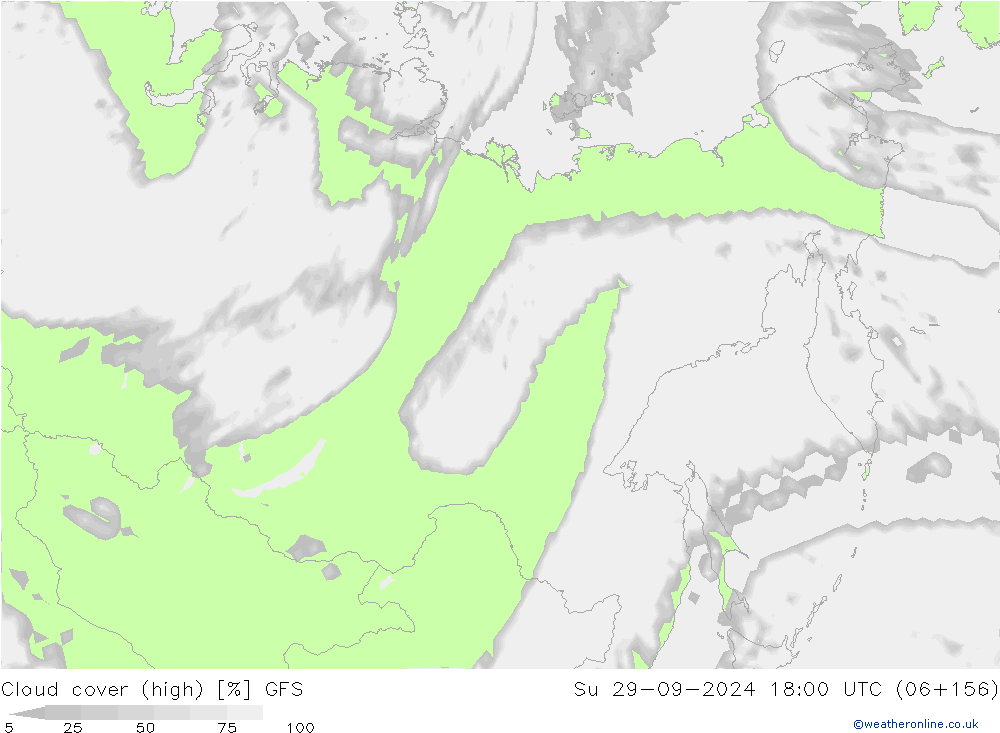 zachmurzenie (wysokie) GFS nie. 29.09.2024 18 UTC