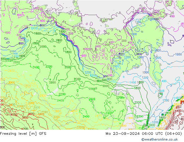 Freezing level GFS Mo 23.09.2024 06 UTC