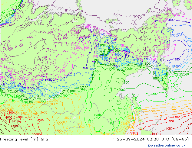 Freezing level GFS  26.09.2024 00 UTC