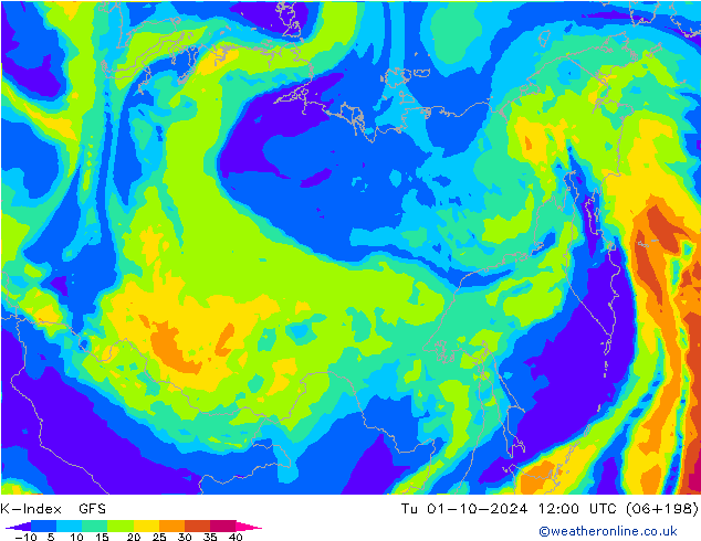 K-Index GFS Tu 01.10.2024 12 UTC