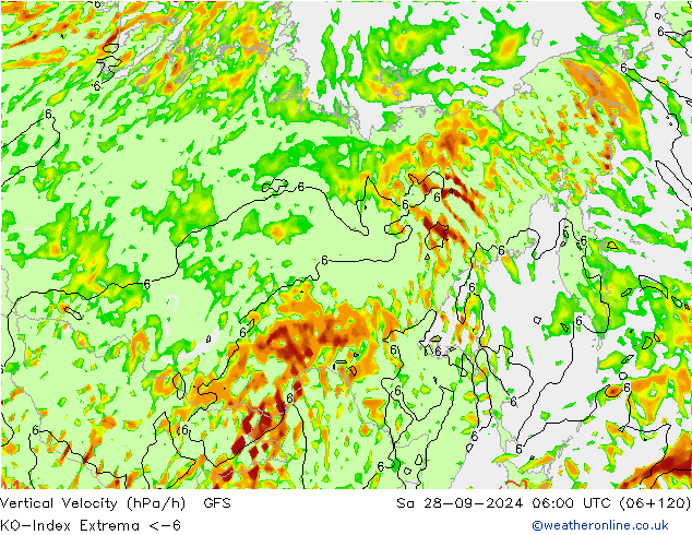 Convection-Index GFS sab 28.09.2024 06 UTC