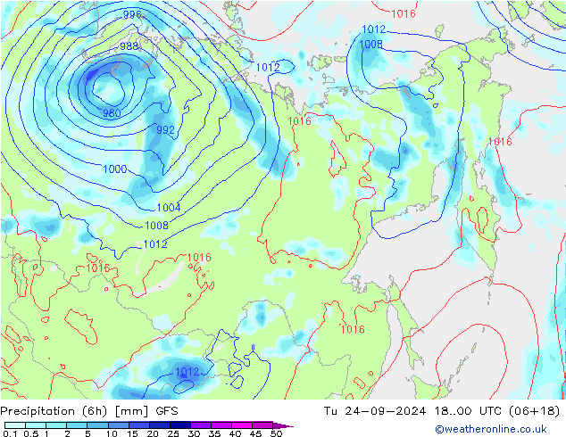 Z500/Rain (+SLP)/Z850 GFS mar 24.09.2024 00 UTC