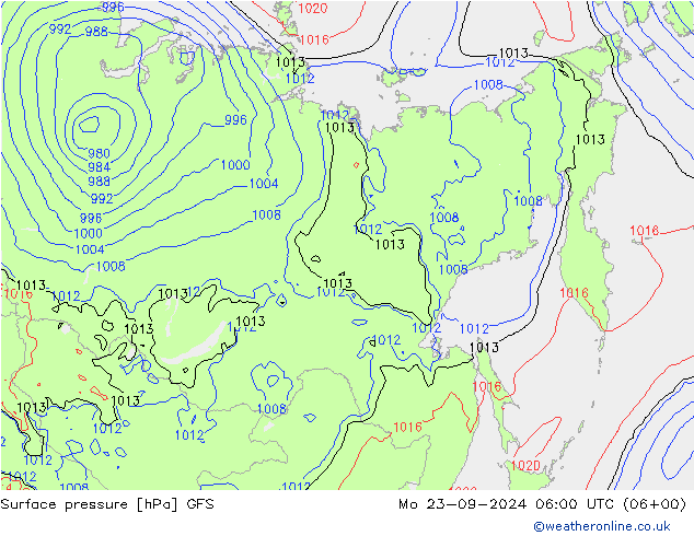 Pressione al suolo GFS lun 23.09.2024 06 UTC