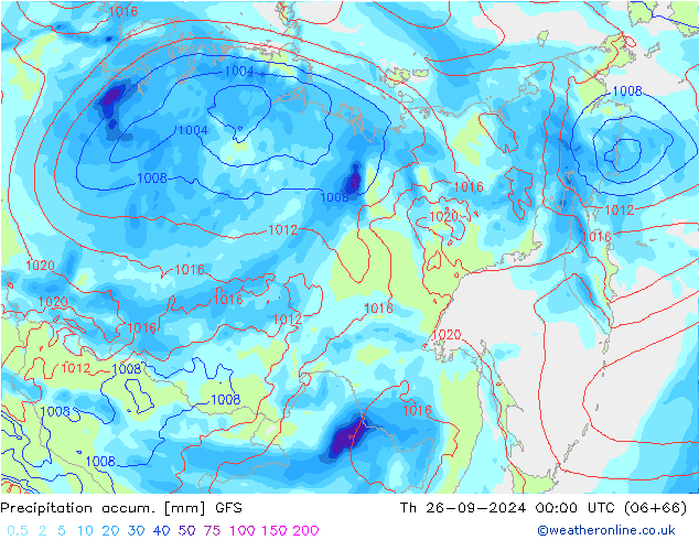 Precipitation accum. GFS Th 26.09.2024 00 UTC