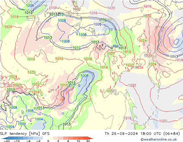 Tendenza di Pressione GFS gio 26.09.2024 18 UTC