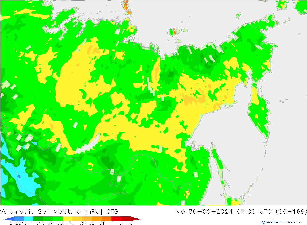 Volumetric Soil Moisture GFS Mo 30.09.2024 06 UTC