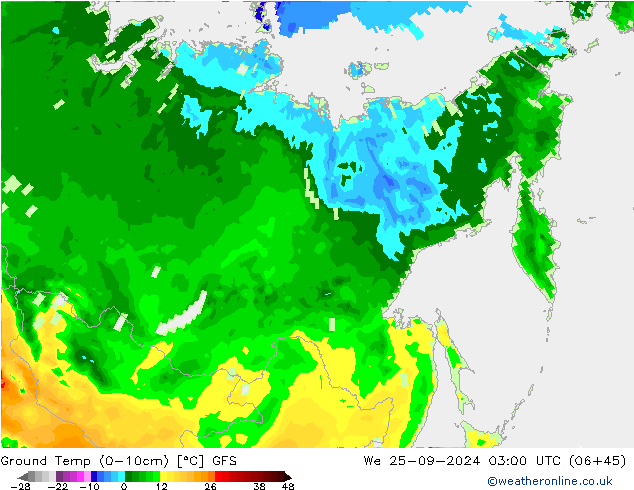 Ground Temp (0-10cm) GFS St 25.09.2024 03 UTC