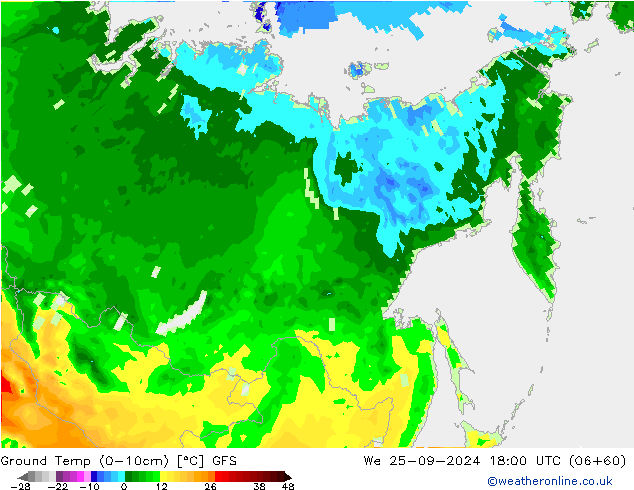 Ground Temp (0-10cm) GFS We 25.09.2024 18 UTC