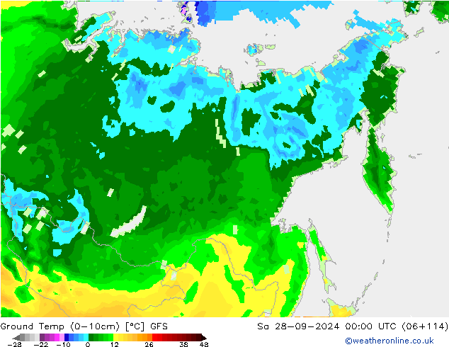 Ground Temp (0-10cm) GFS Sa 28.09.2024 00 UTC