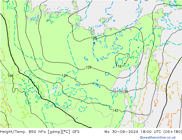 Z500/Rain (+SLP)/Z850 GFS lun 30.09.2024 18 UTC