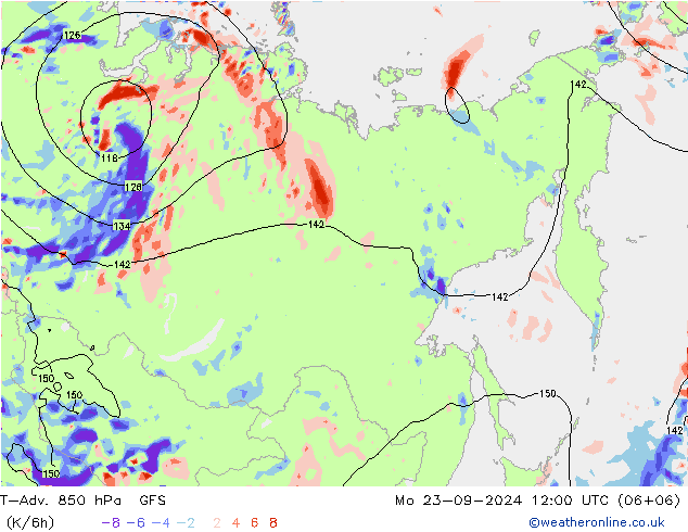 T-Adv. 850 hPa GFS Mo 23.09.2024 12 UTC