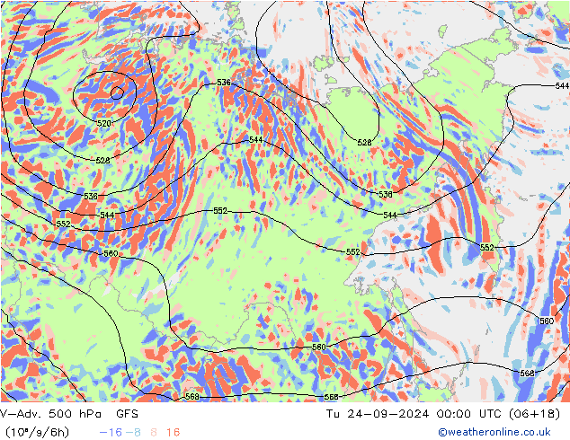 V-Adv. 500 hPa GFS mar 24.09.2024 00 UTC