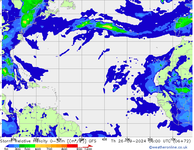 Storm Relative Helicity GFS Th 26.09.2024 06 UTC