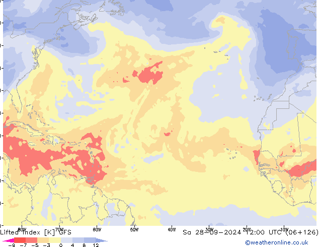 Lifted Index GFS Sa 28.09.2024 12 UTC