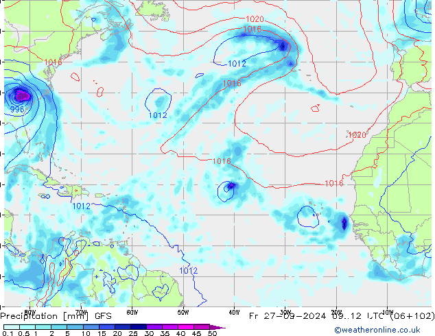 Precipitation GFS Fr 27.09.2024 12 UTC