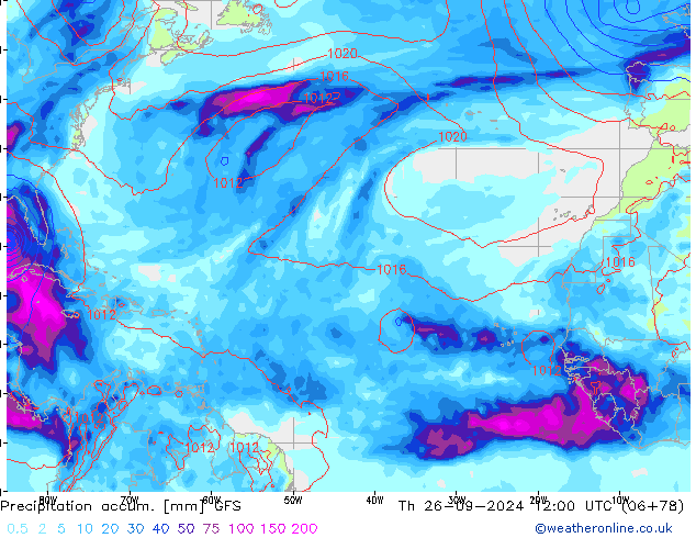 Precipitation accum. GFS Th 26.09.2024 12 UTC