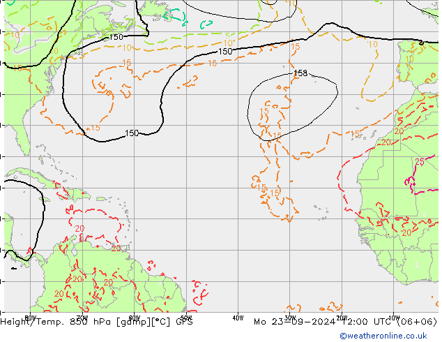 Z500/Rain (+SLP)/Z850 GFS Mo 23.09.2024 12 UTC